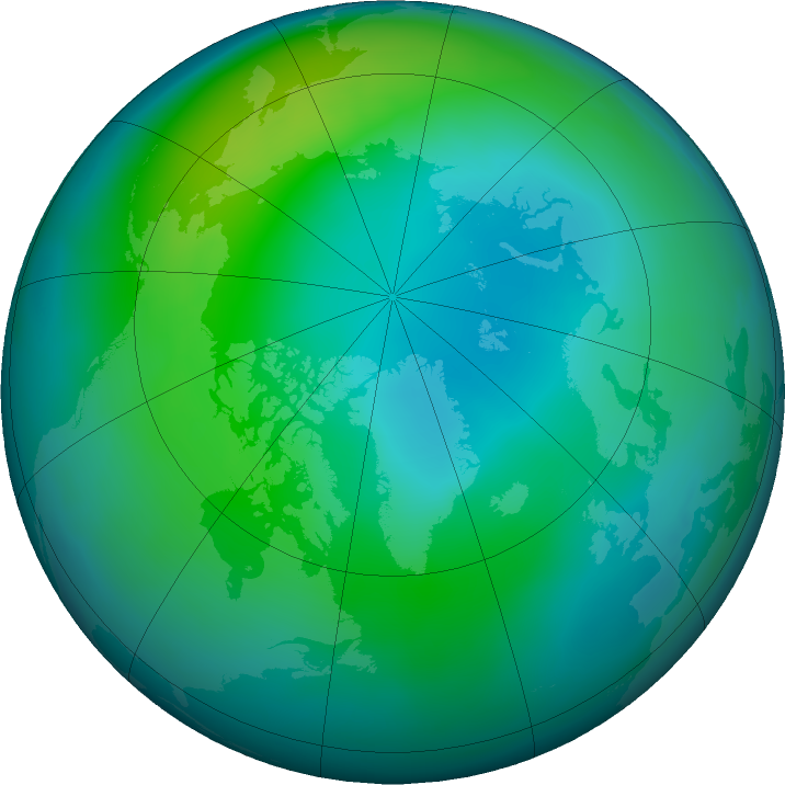 Arctic ozone map for October 2017